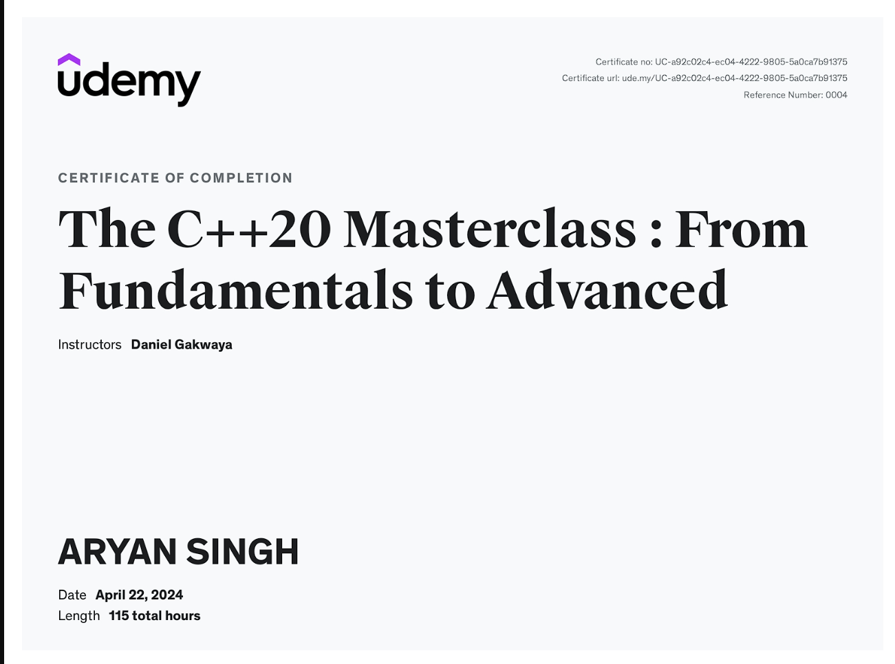 C++ Certificate